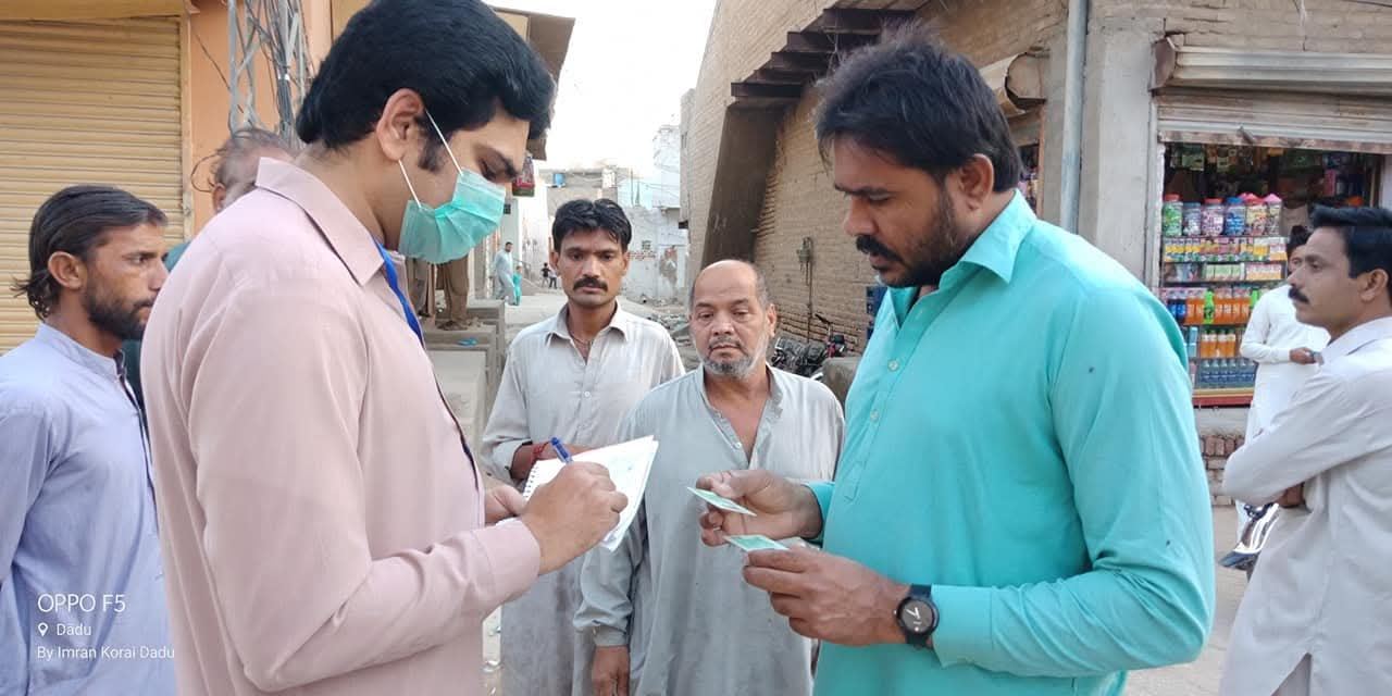 Field team conducting a household needs survey