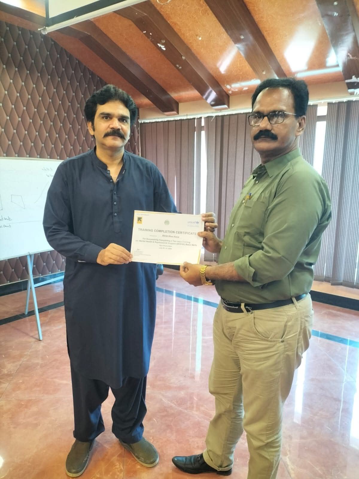 Staff training completion certificate presentation